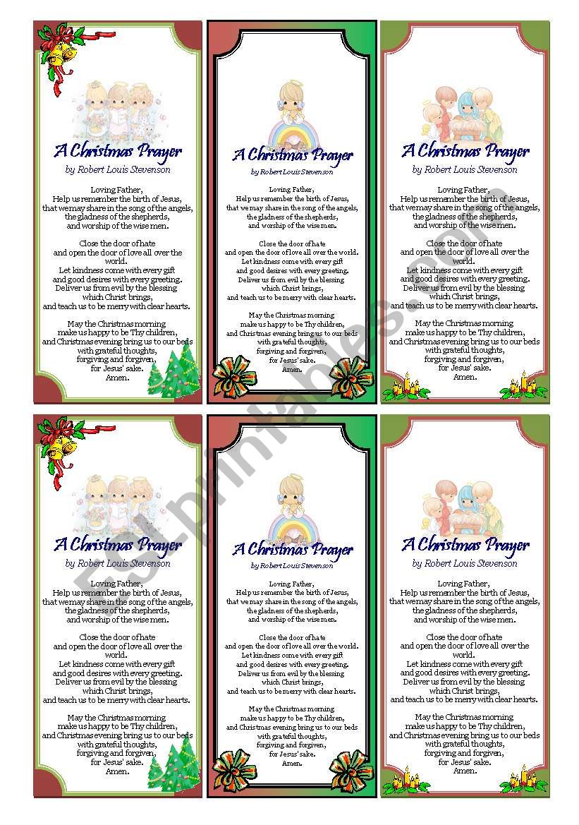 Christmas Bookmarks [A Christmas Prayer, by Robert Louis Stevenson]
